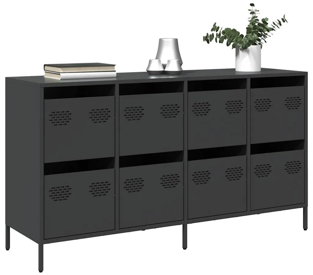 vidaXL Aparador 135x39x73,5 cm aço laminado a frio preto