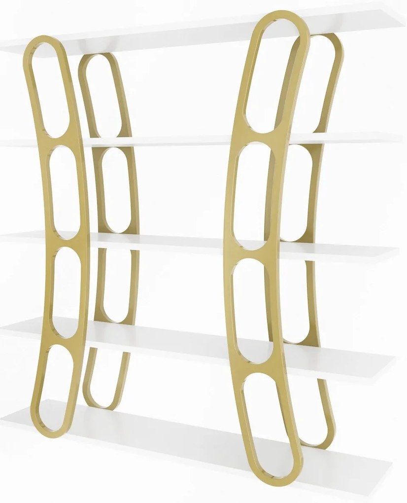 Estante Adar – Branco e Dourado – 120x120x25 cm