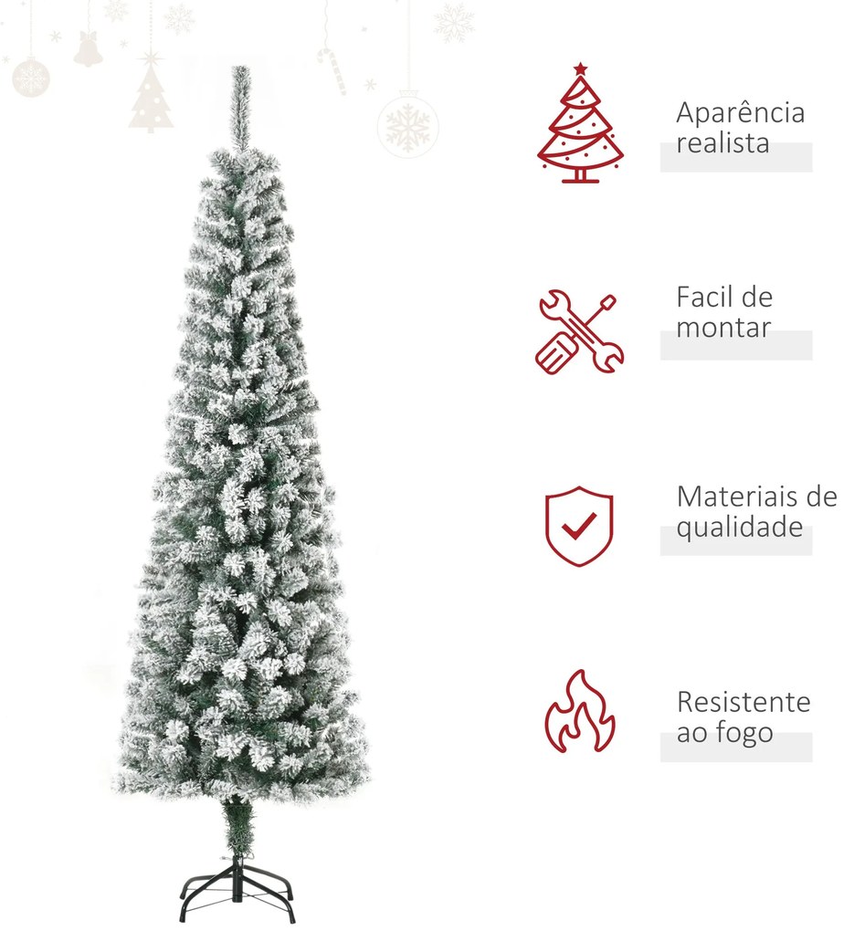 Árvore de Natal 180 cm Árvore de Natal Artificial Nevado com 492 Ramos