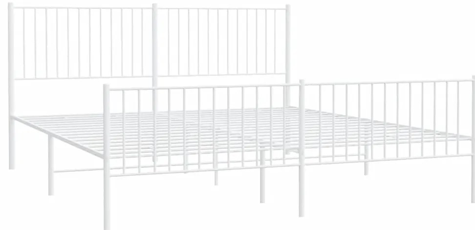 Estrutura de cama com cabeceira e pés 193x203 cm metal branco