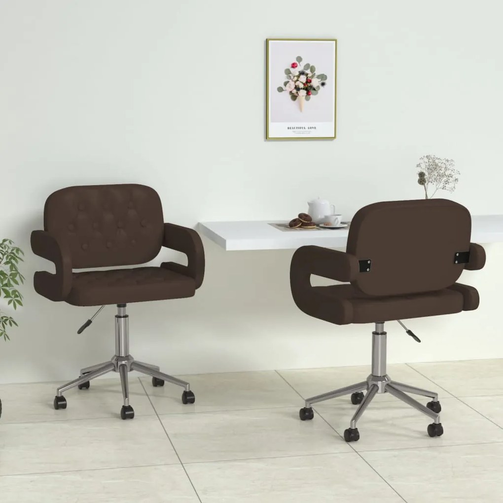 vidaXL Cadeiras de jantar giratórias 2 pcs couro artificial castanho