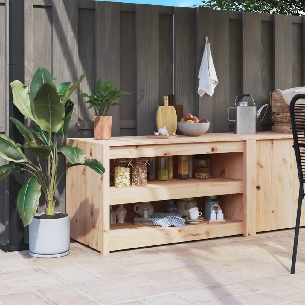 vidaXL Armário de cozinha para exterior 106x55x64 cm pinho maciço