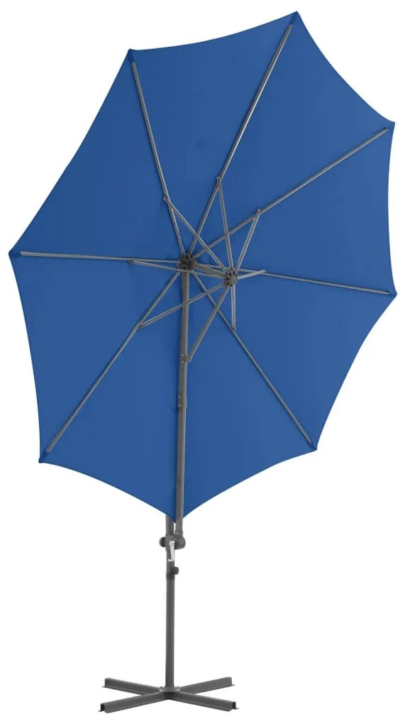 Guarda-sol jardim cantilever com poste de aço 300 cm azul ciano