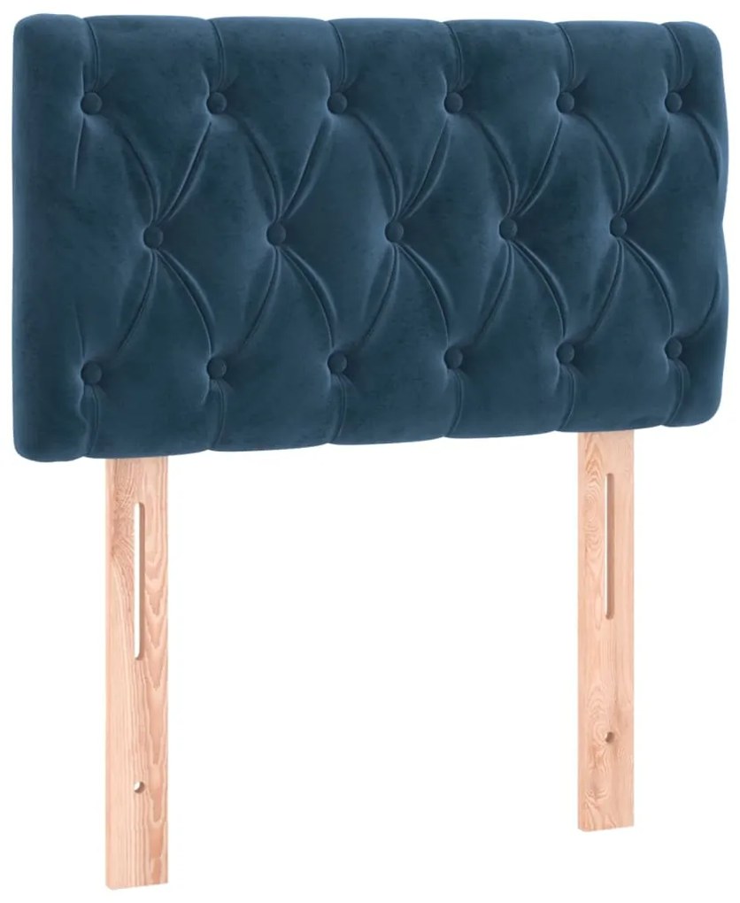 Cama box spring c/ colchão/LED 80x200 cm veludo azul-escuro