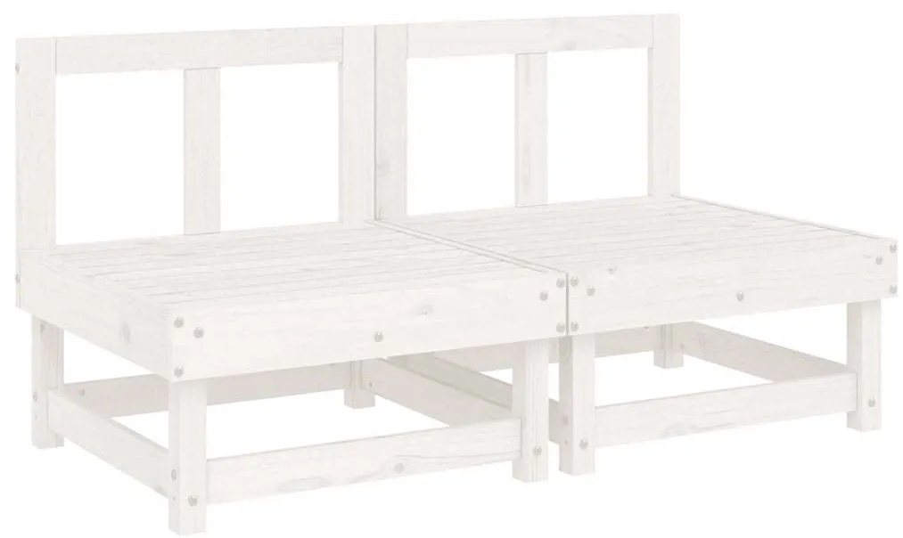 Sofás de centro com almofadões 2 pcs pinho maciço branco