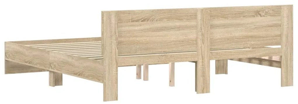 Estrutura de cama com cabeceira 160x200 cm carvalho sonoma