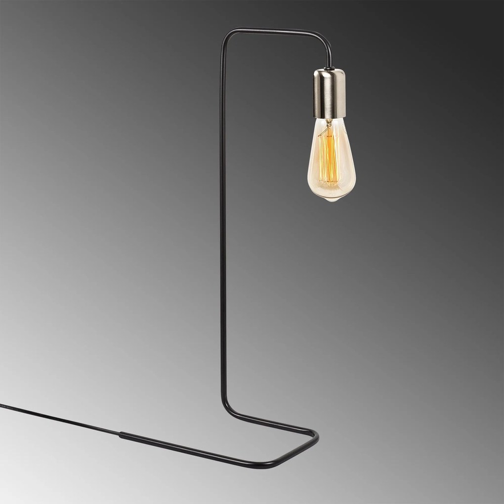 Candeeiro de Mesa Denge – Preto e Níquel – 17 x 28 cm