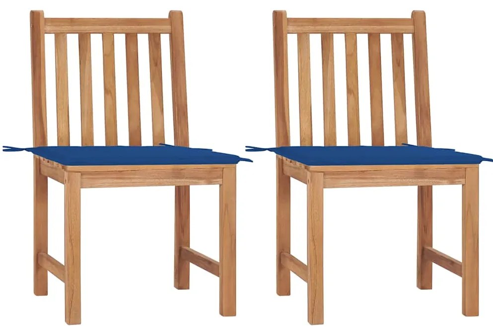 vidaXL Cadeiras de jardim c/ almofadões 2 pcs madeira de teca maciça