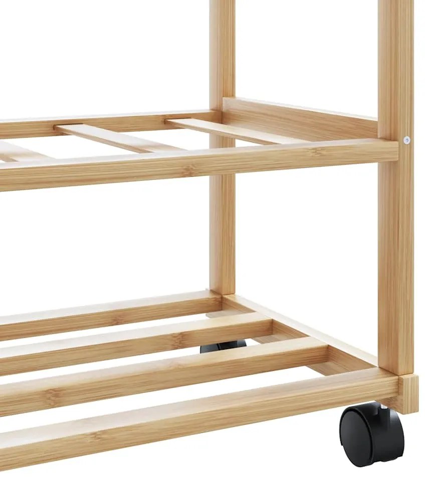 Cabide com prateleiras e rodas 100x38x175,5 cm bambu