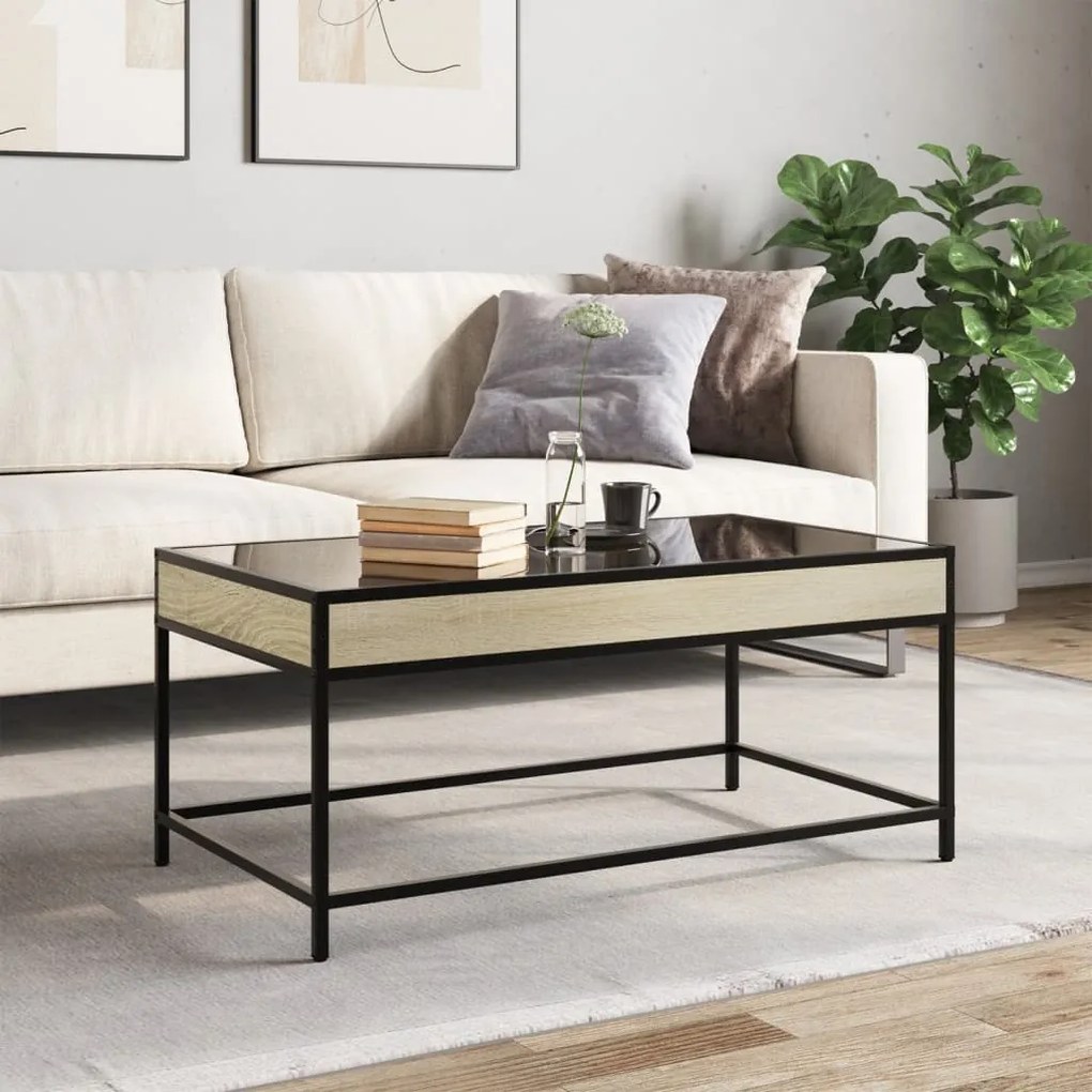 Mesa de centro luzes LED Infinity 90x50x41 cm carvalho sonoma