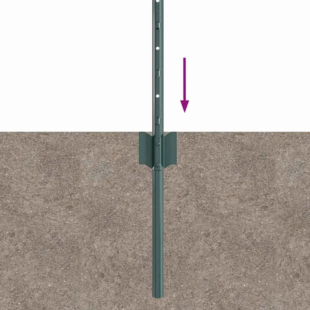 Postes de Cerca Prateados 22 pcs Verde Standard Metal