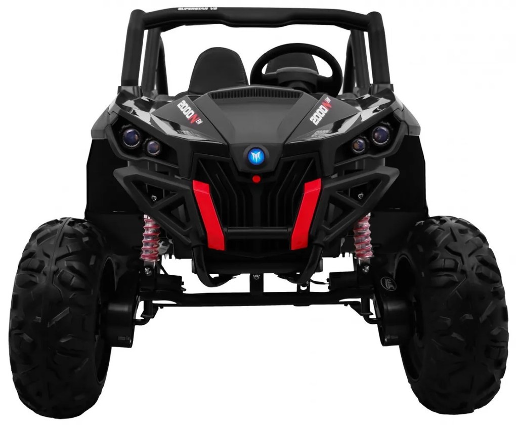 Buggy elétrico para Crianças 24V 4x4 2 Lugares SuperStar Rodas de EVA, Assento de couro Preto