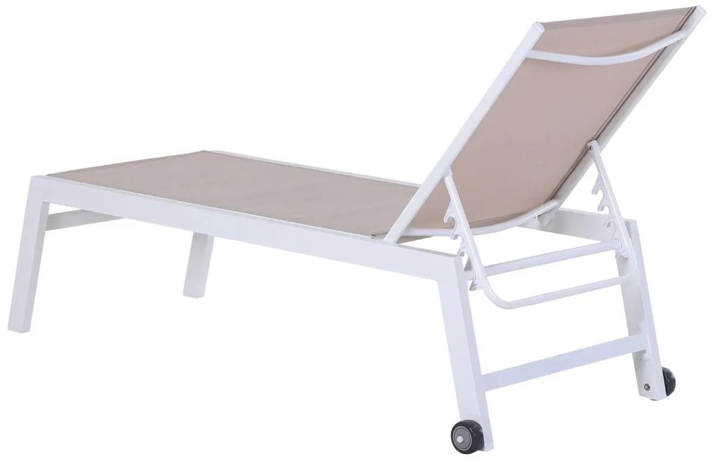 Espreguiçadeira de Jardim com Encosto Reclinável 5 Posições em Alumínio e Textilene Carga 120 kg 169x65x102 cm Bege