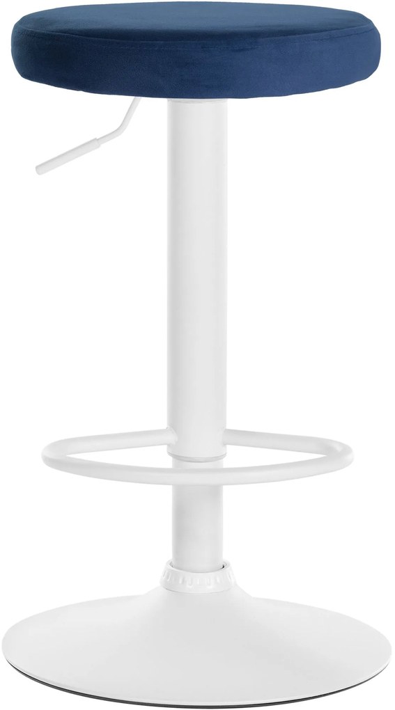 Banco de bar Ponte em veludo e com estrutura branca 38,5 x 60-81 x 38,5 cm Azul