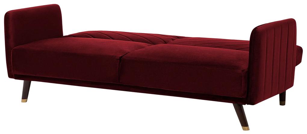 Sofá-cama de 3 lugares em veludo vermelho SENJA Beliani