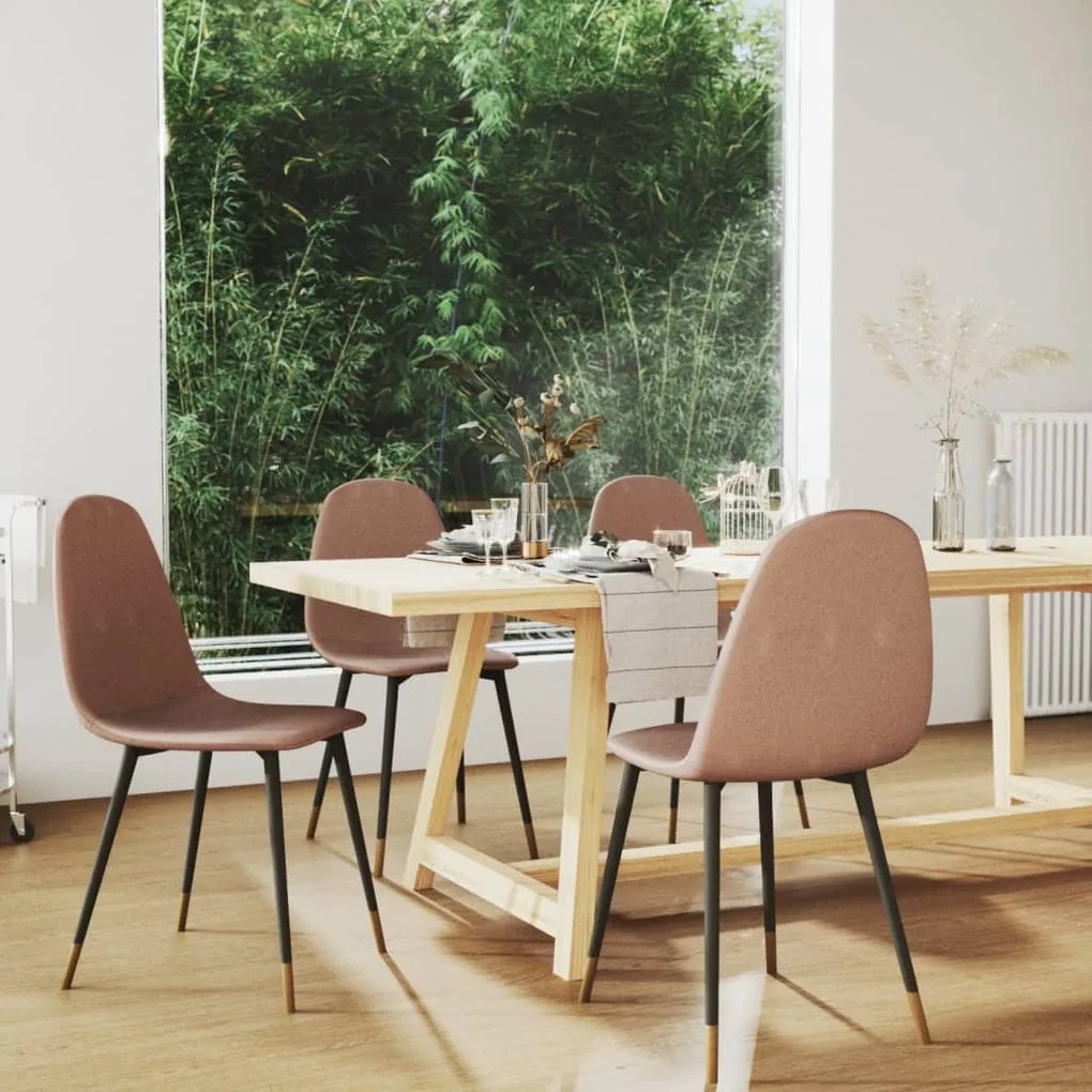 vidaXL Cadeiras de jantar 4 pcs tecido cinzento-acastanhado