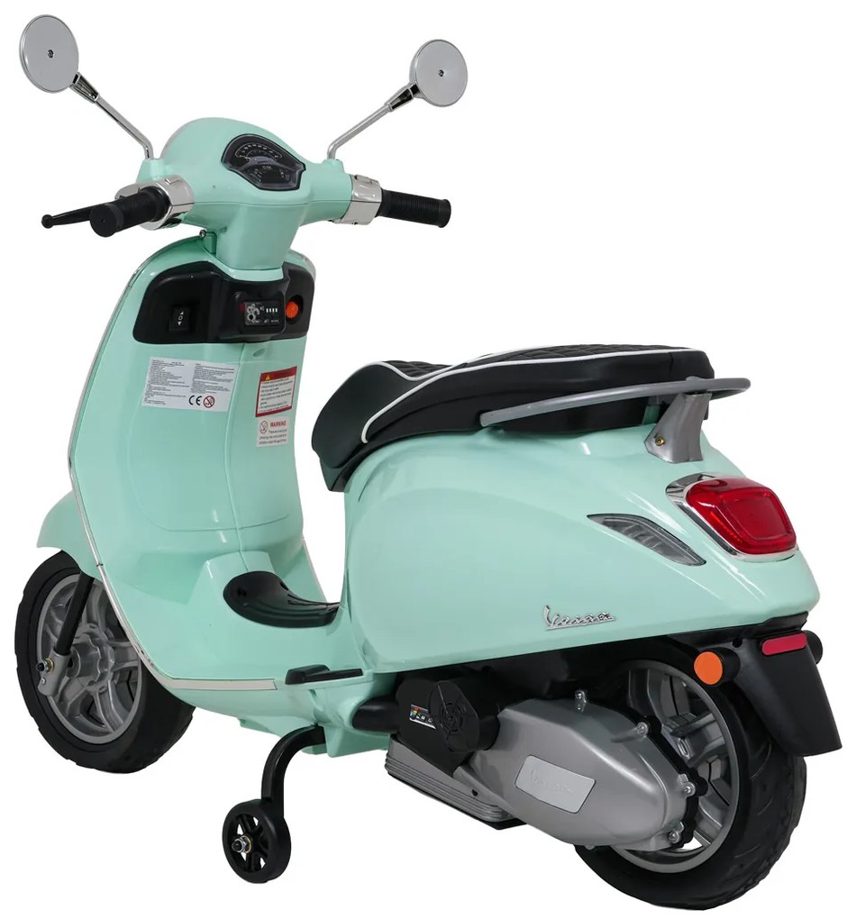Vespa eletrica para crianças 12V ROMA, Rodas Espuma EVA, assento couro ecológico Verde
