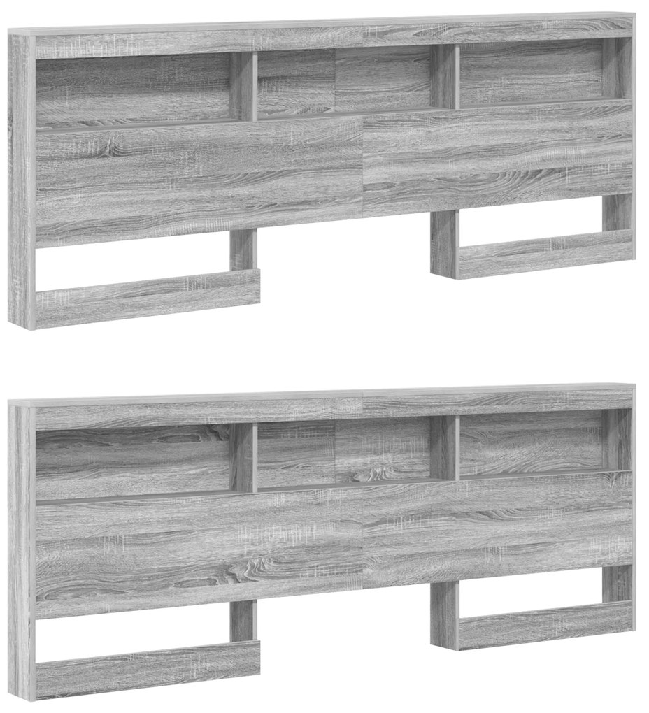 Cama com Estante Cinza Sonoma 180x200 cm Madeira Reconstituída