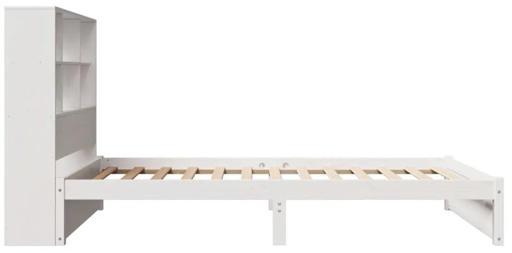 Cama com estante sem colchão 90x200 cm pinho maciço branco