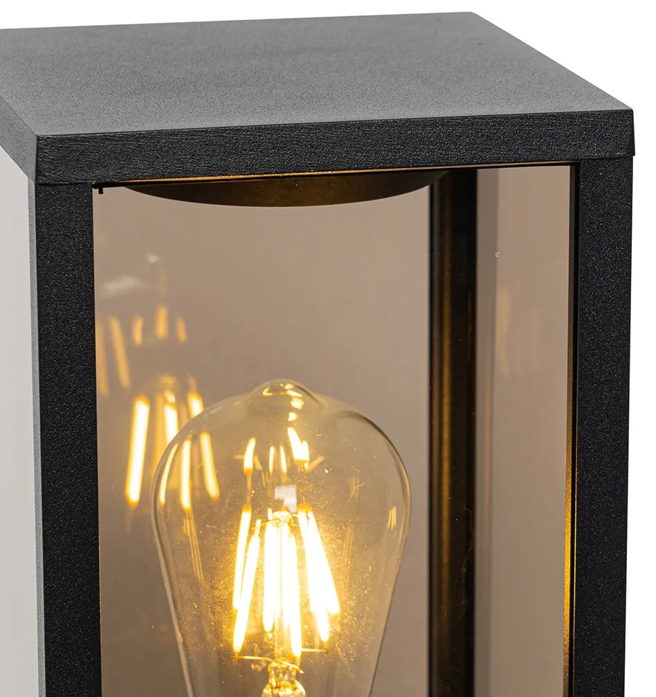 Candeeiro de pé exterior preto com vidro fumê 40 cm IP44 - Charlois