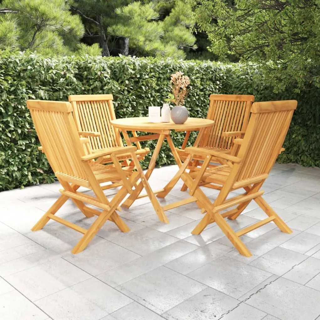 vidaXL 5 pcs conjunto de jantar para jardim madeira de teca maciça