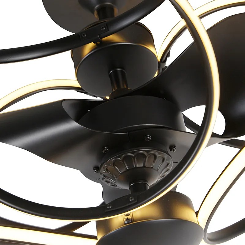 Ventilador de teto design preto com comando remoto incl. LED - Kauv Design
