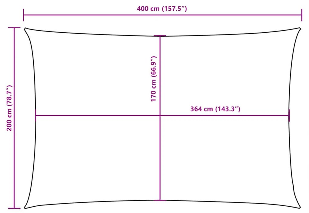 Para-sol estilo vela tecido oxford retangular 2x4m verde-escuro