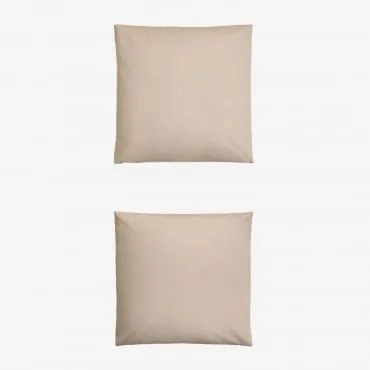Conjunto De 2 Fronhas Em Percal Lesia De 180 Fios Tapioca Bege & 60 X 60 Cm - Sklum