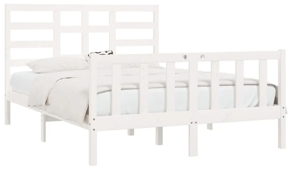Cama sem colchão 140x200 cm madeira de pinho maciça branco