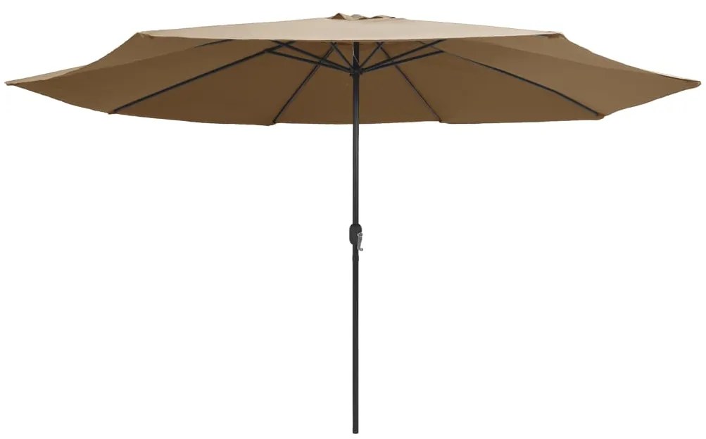 Guarda-sol de jardim c/ poste metal 390 cm cinzento-acastanhado
