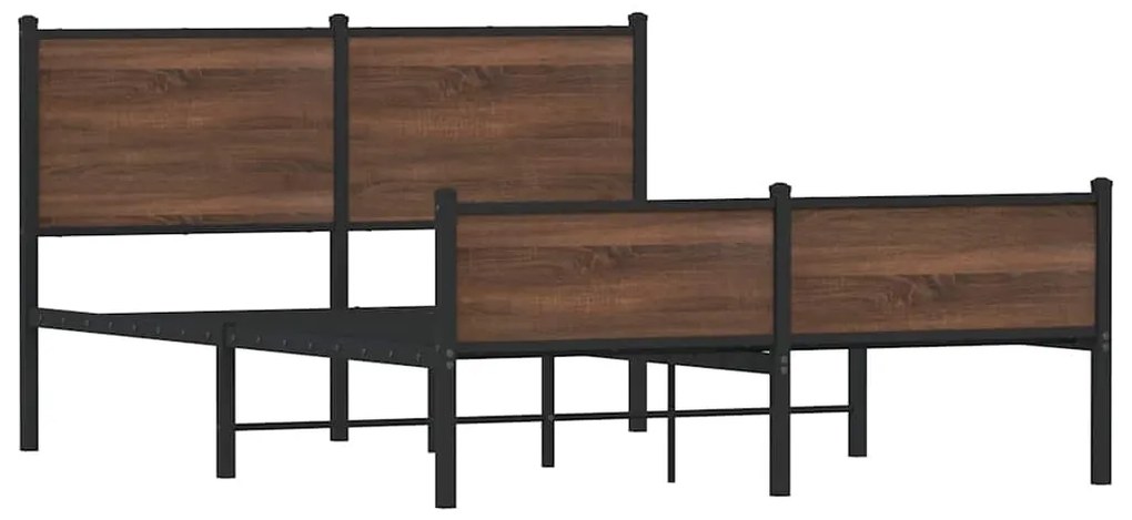 Estrutura de cama sem colchão 140x190cm metal carvalho castanho