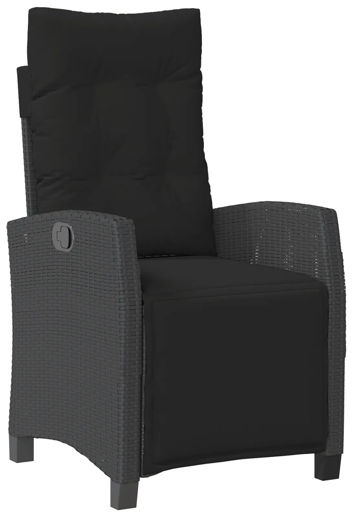 Conjunto de Jantar de Jardim em Rattan Poliéster Preto
