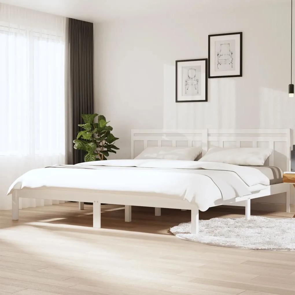 3100605 vidaXL Estrutura de cama super king 180x200 cm madeira maciça branco