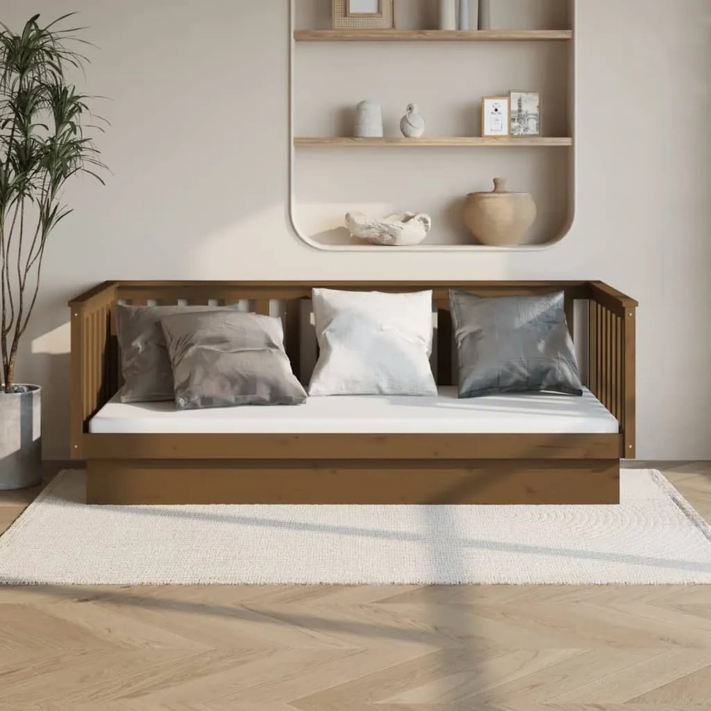 821567 vidaXL Sofá-cama 90x200 cm madeira de pinho maciça castanho mel