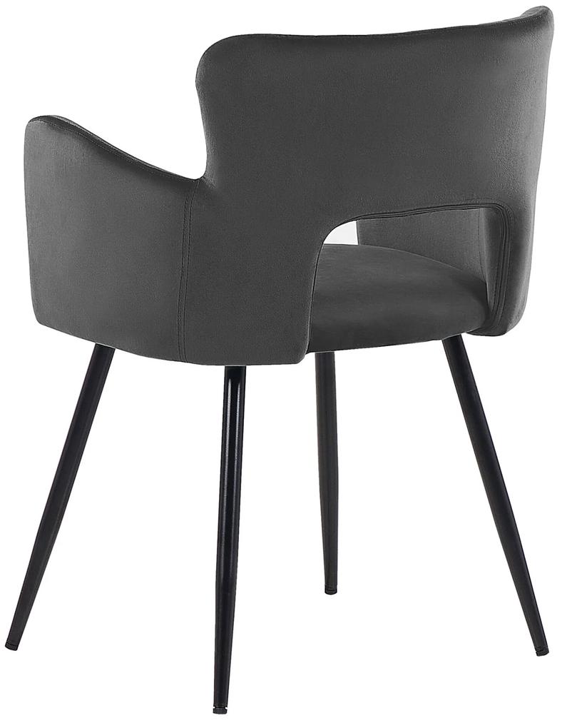 Conjunto de 2 cadeiras de jantar em veludo cinzento escuro SANILAC Beliani