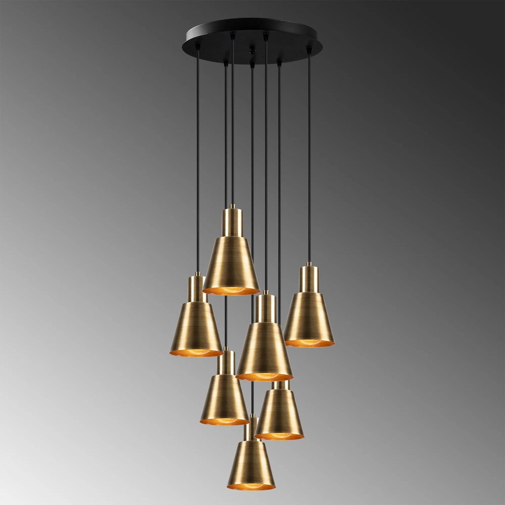 Candeeiro de Tecto Kem – Dourado e Preto – Diâmetro 43 cm x Altura 111