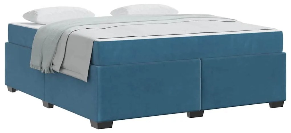 Estrutura de cama com colchão Azul escuro 180 x 200 cm Veludo