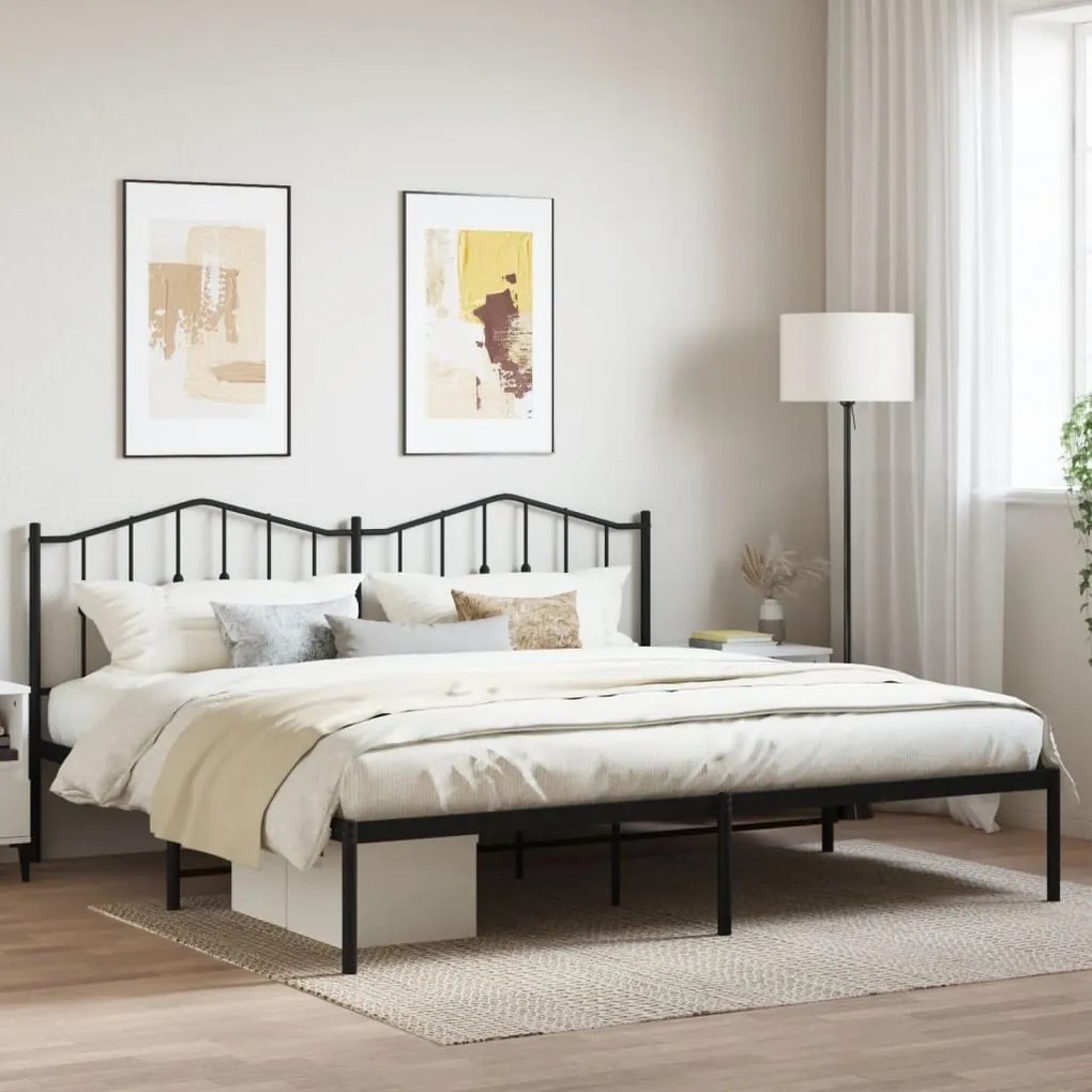 Estrutura de cama com cabeceira 193x203 cm metal preto