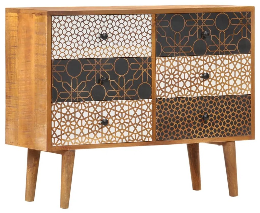247916 vidaXL Aparador com estampagem 90x30x70 cm madeira mangueira maciça