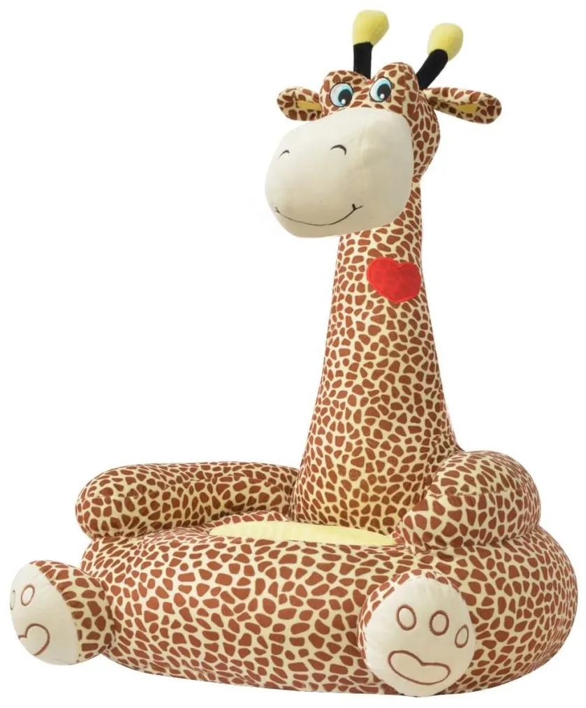 Cadeira em pelúcia infantil, girafa, castanho