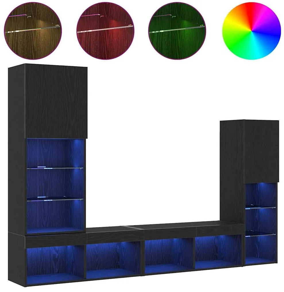 Armário para TV LED vidaXL Carvalho Preto 30.5x30x102 cm Madeira Engen