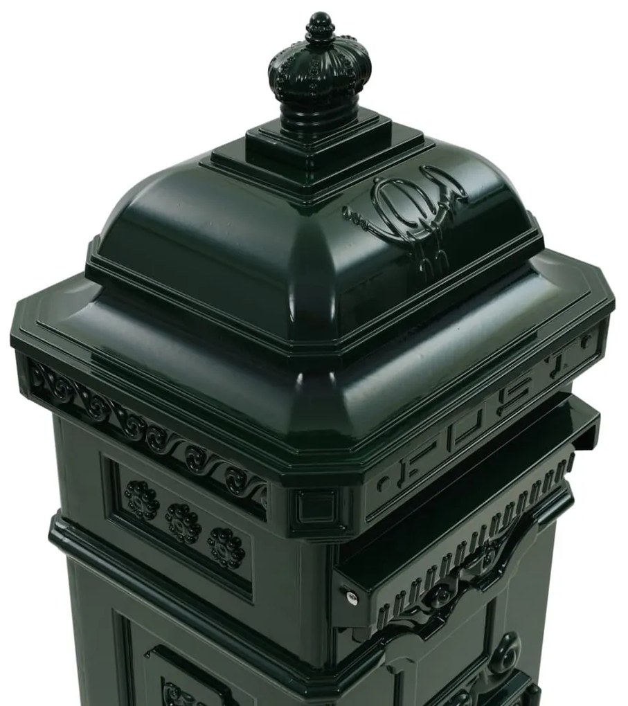 Caixa correio coluna estilo vintage alumínio inoxidável verde