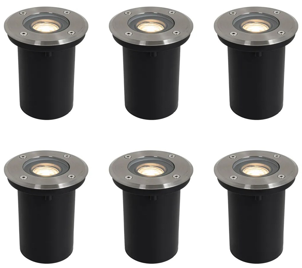 Conjunto de 6 Spots de Exterior Modernos em Aço 35mm Ajustáveis IP65 - Delux
