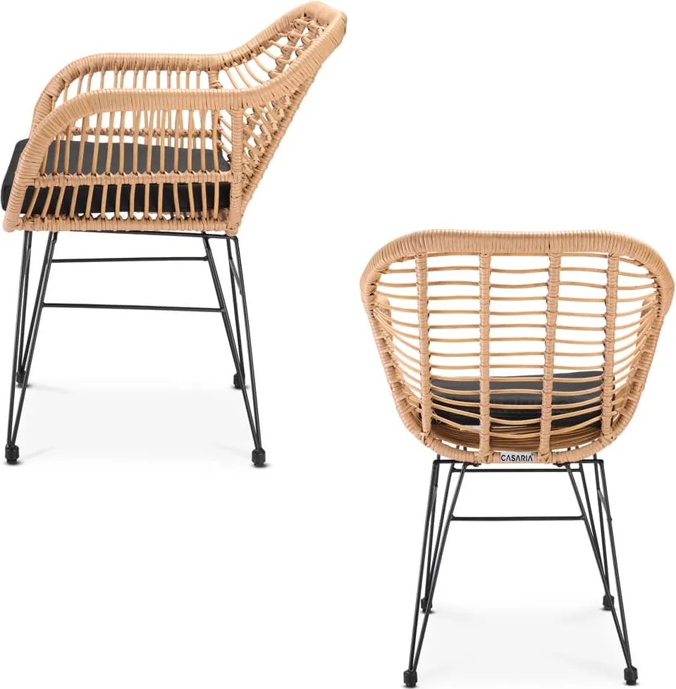 Conjunto 2 Cadeiras de Jardim de vime Polyrattan Bali natural