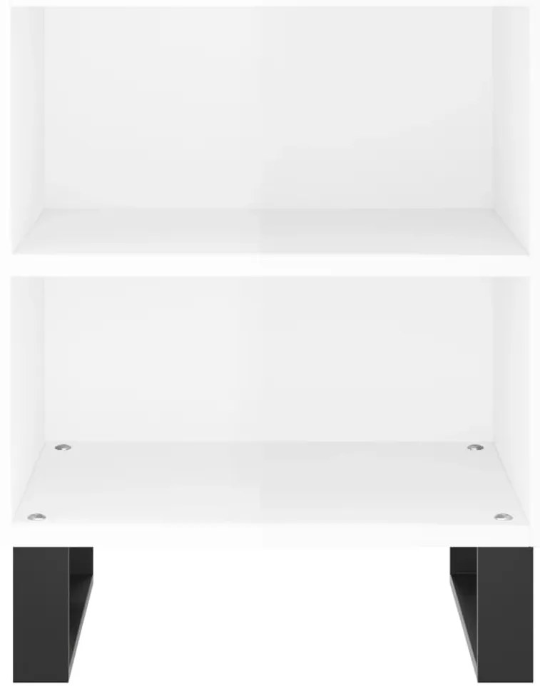 Mesas cabeceira 2pcs derivados de madeira branco brilhante