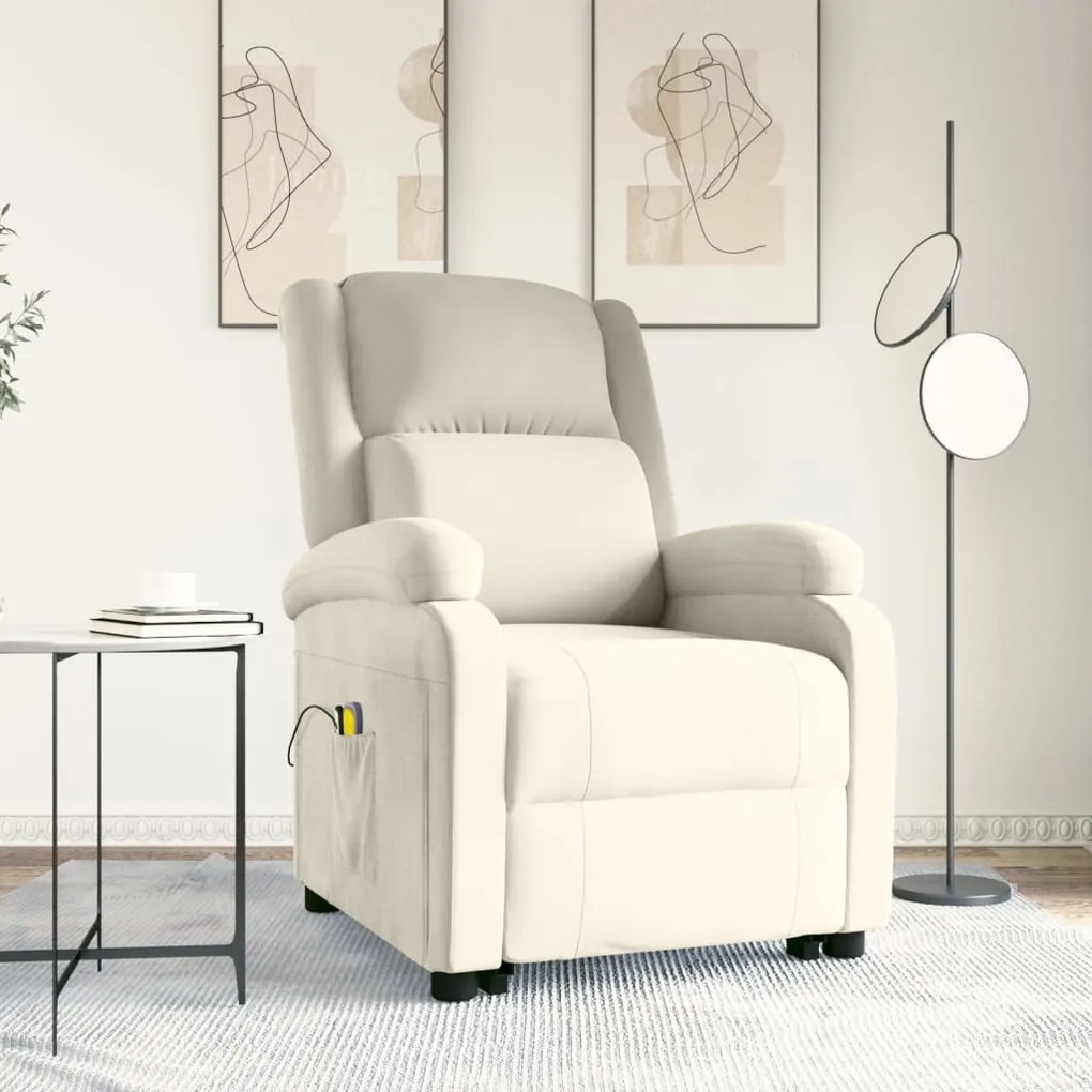 Poltrona de massagens veludo cor creme