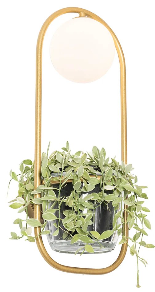 Candeeiro de parede Art Déco dourado com vidro branco - Isabella Art Deco,Design