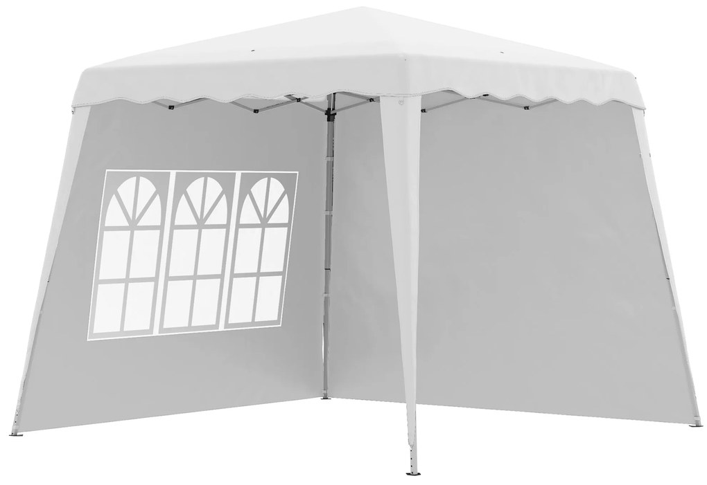 Outsunny Tenda Dobrável com 2 Paredes Laterais Altura Ajustável Proteção UV50+ e Bolsa de Transporte 240x240x250 cm Branco