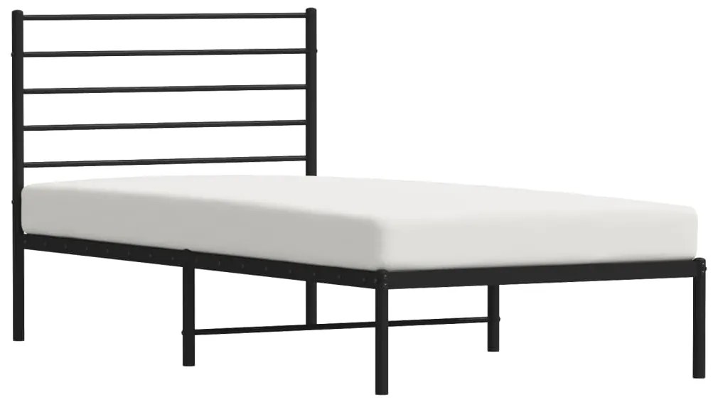 Estrutura de cama metal s/ colchão c/ cabeceira 75x190 cm preto