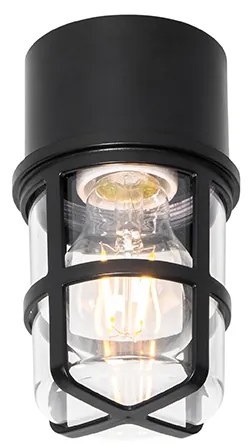 Candeeiro de teto e parede preto com cúpula transparente IP54 - Kiki